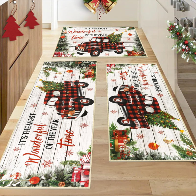 The Holiday Aisle Christmas Kitchen Rug Wayfair
